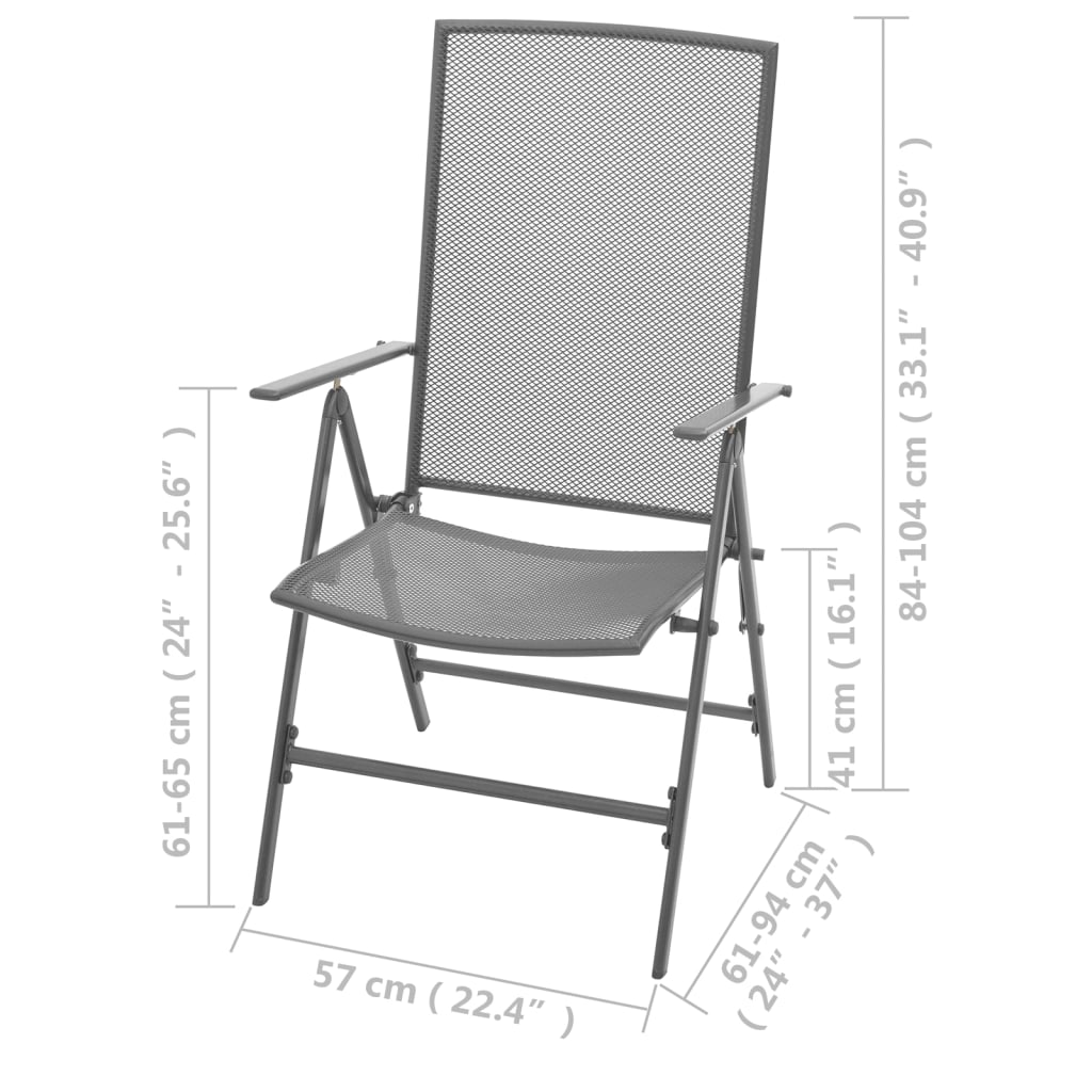 Juego de comedor de jardín 3 piezas acero antracita