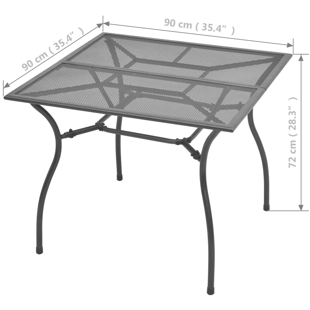 Juego de comedor de jardín 3 piezas acero antracita