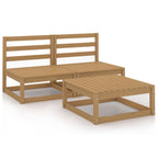 Muebles de jardín 3 piezas marrón miel madera maciza de pino