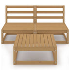 Muebles de jardín 3 piezas marrón miel madera maciza de pino