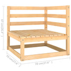 Juego de muebles de jardín 3 piezas madera maciza de pino
