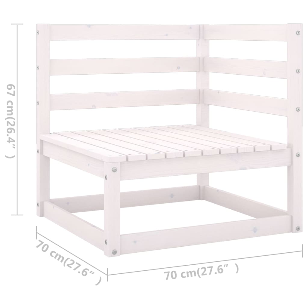 Set de salón de jardín de 3 piezas blanco madera maciza pino