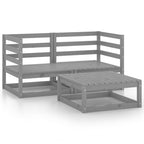 Muebles de jardín 3 piezas gris madera de pino maciza