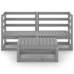 Muebles de jardín 3 piezas gris madera de pino maciza