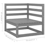 Muebles de jardín 3 piezas gris madera de pino maciza