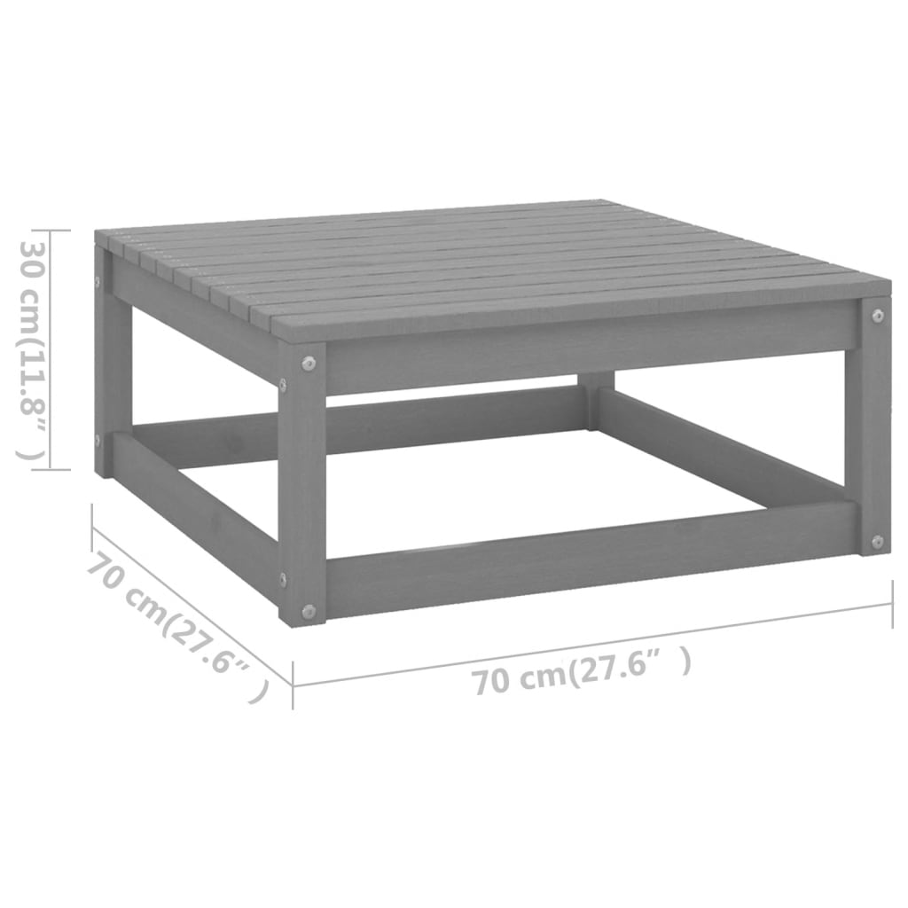 Muebles de jardín 3 piezas gris madera de pino maciza