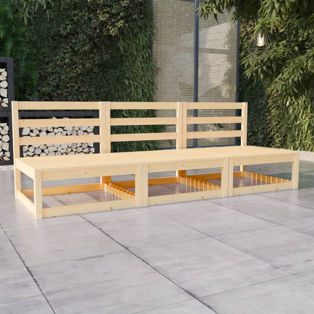 Sofá de jardín 3 plazas blanco madera maciza pino