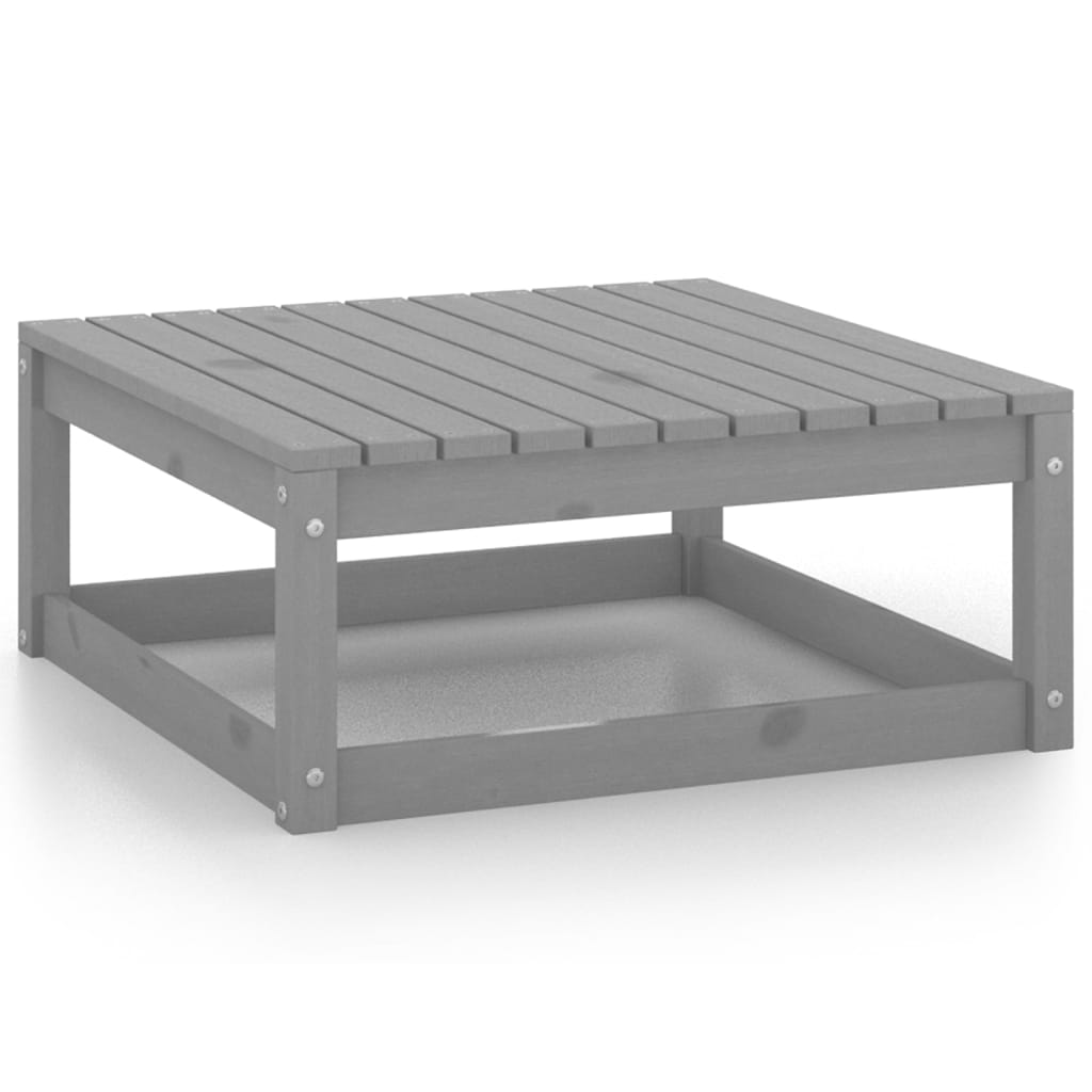 Juego de muebles de jardín 4 piezas gris madera maciza de pino