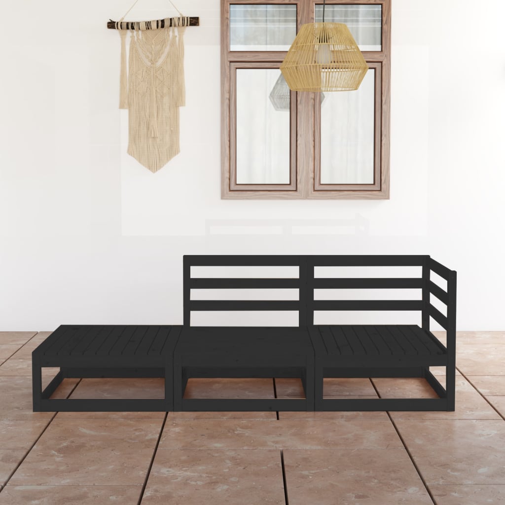 Conjunto de móveis de jardim 3 peças madeira maciça de pinho cinzento