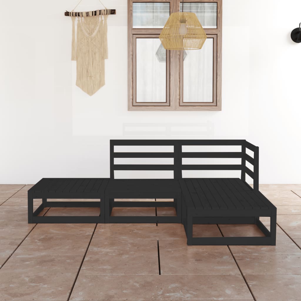 Conjunto de mobiliário de jardim 4 peças cinzento madeira de pinho maciça