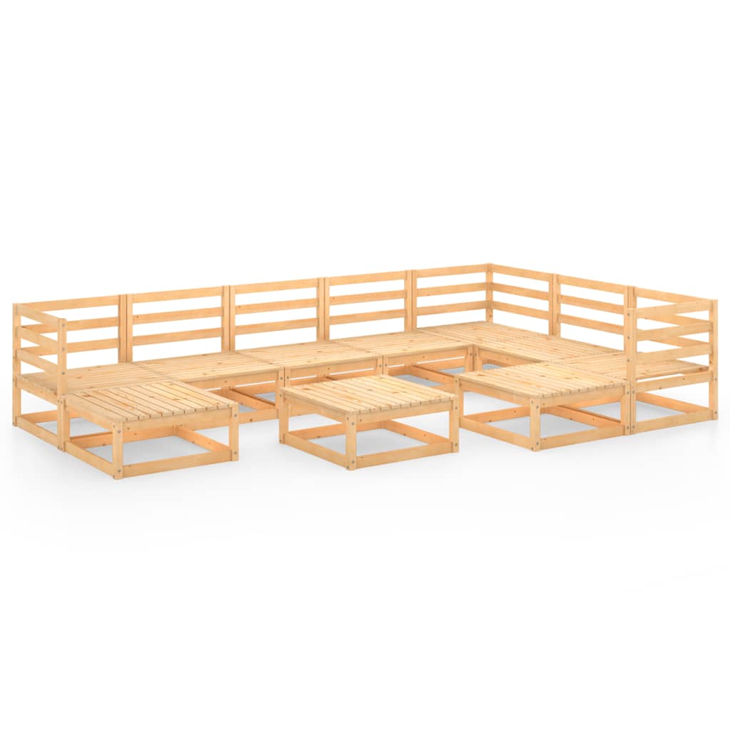 Juego de muebles de jardín 10 piezas madera maciza de pino
