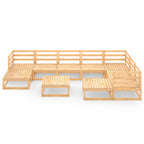 Juego de muebles de jardín 10 piezas madera maciza de pino