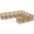 Juego de muebles de jardín 10 piezas madera maciza de pino