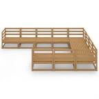 Juego de muebles de jardín 10 piezas madera maciza de pino