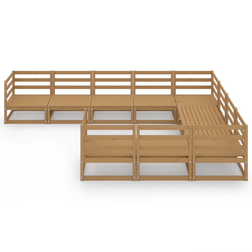 Juego de muebles de jardín 10 piezas madera maciza de pino
