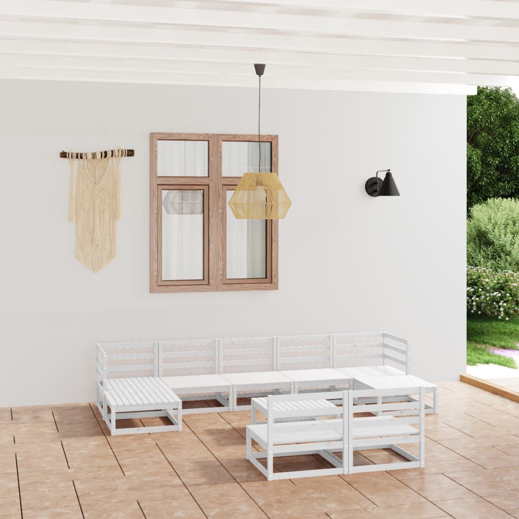 Conjunto de mobiliário de jardim 10 peças madeira maciça de pinho