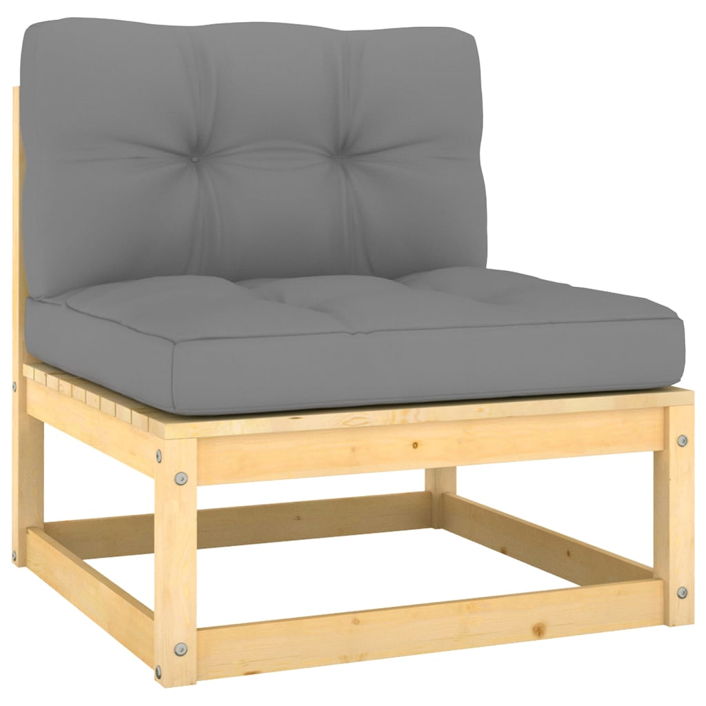Muebles de jardín 8 pzas y cojines madera maciza pino