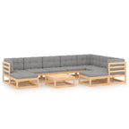 Juego de muebles de jardín 10 pzas y cojines madera maciza pino