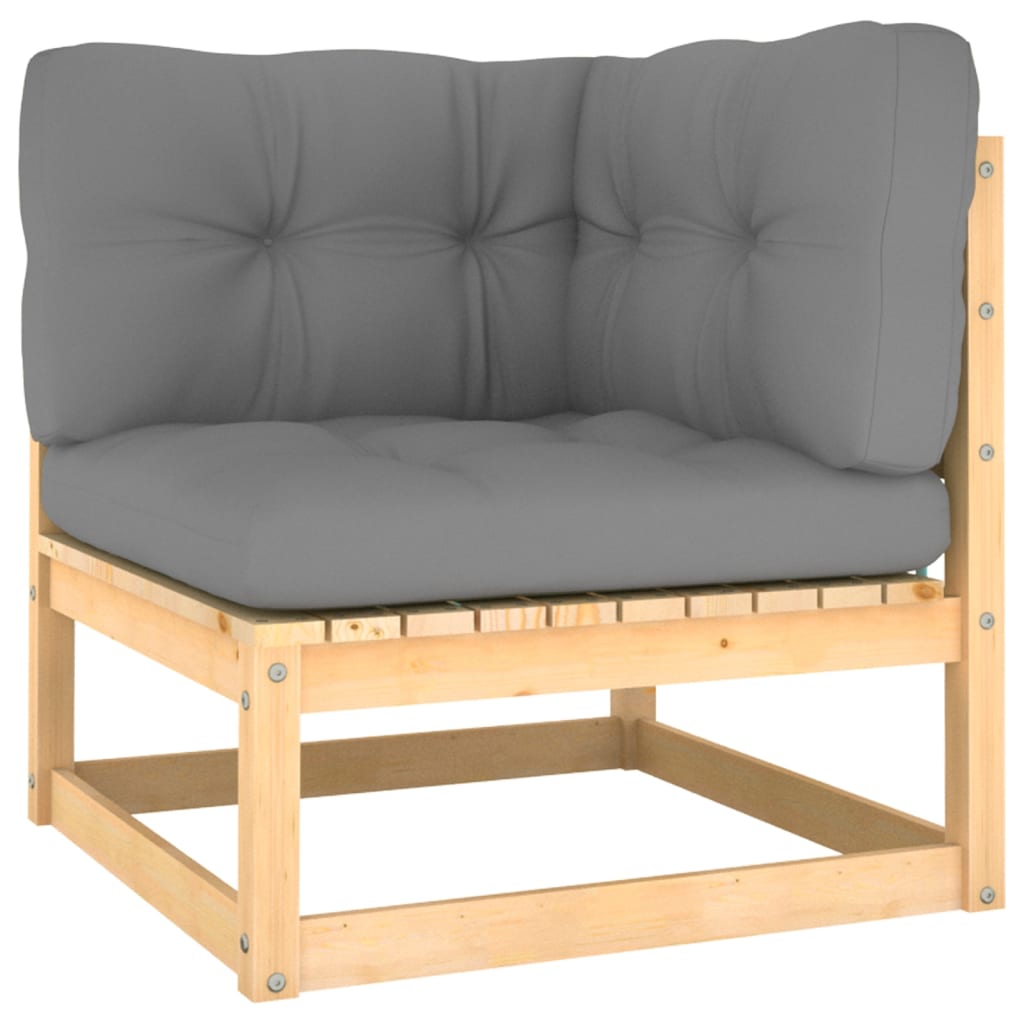 Juego de muebles de jardín 10 pzas y cojines madera maciza pino