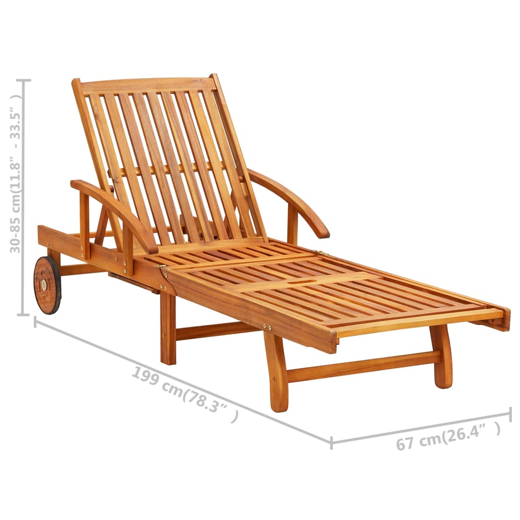 Tumbonas con mesa y cojines 2 uds madera maciza de acacia