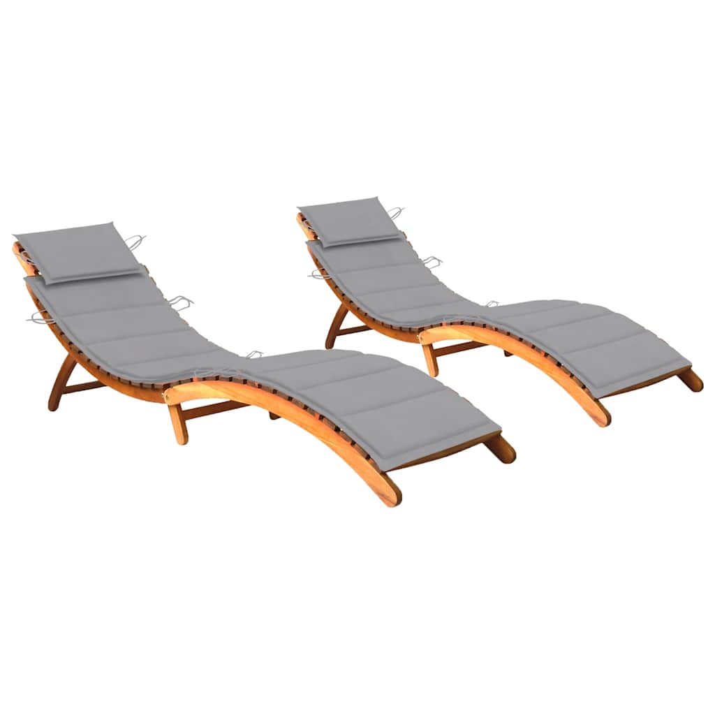 Tumbonas 2 uds madera maciza de acacia