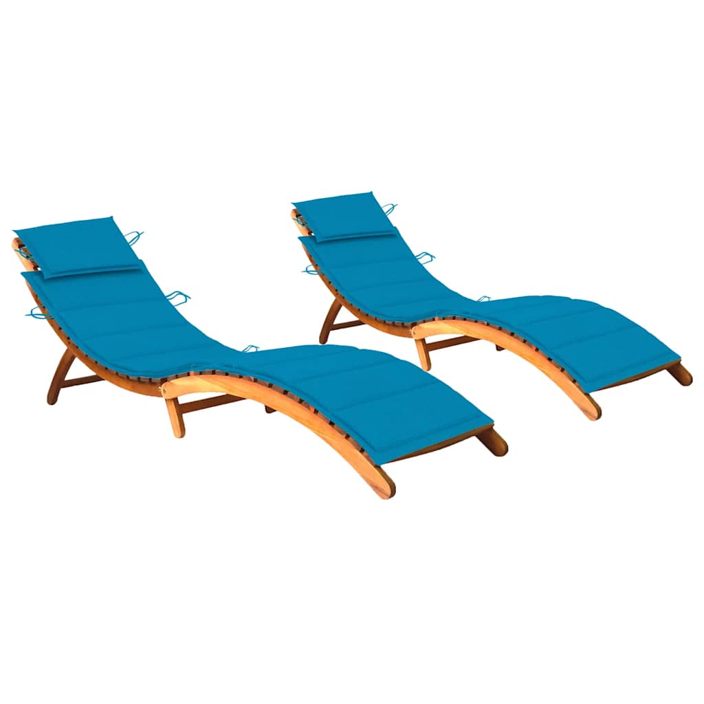 Tumbonas 2 uds madera maciza de acacia