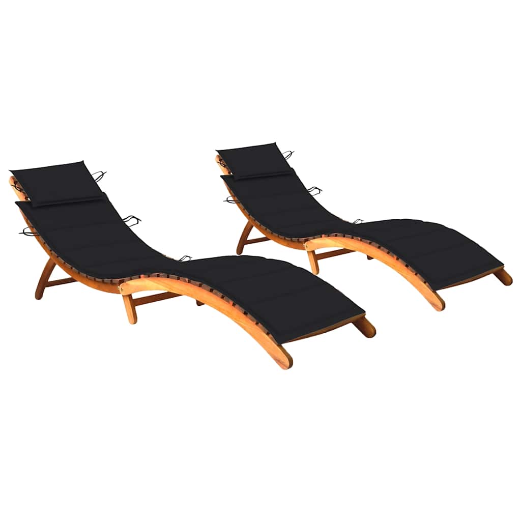 Tumbonas 2 uds madera maciza de acacia