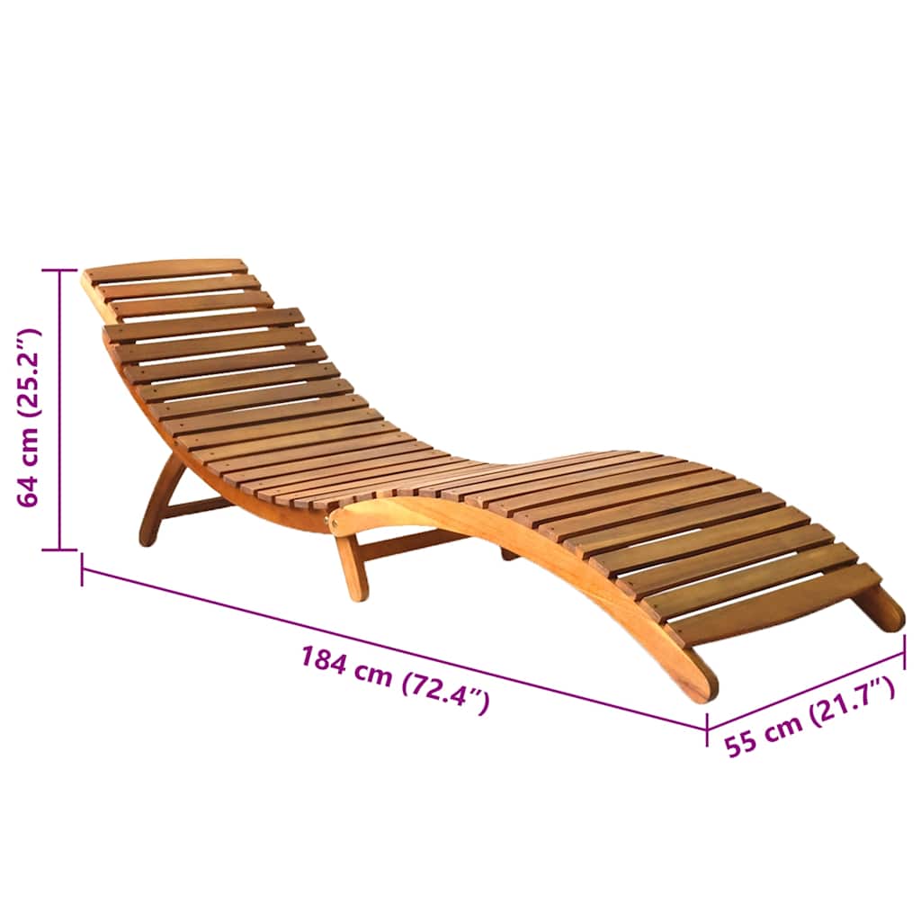 Tumbonas 2 unidades con mesa y cojines madera maciza de acacia