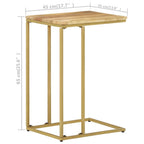 Mesa auxiliar de madera maciza de mango 35x45x65 cm