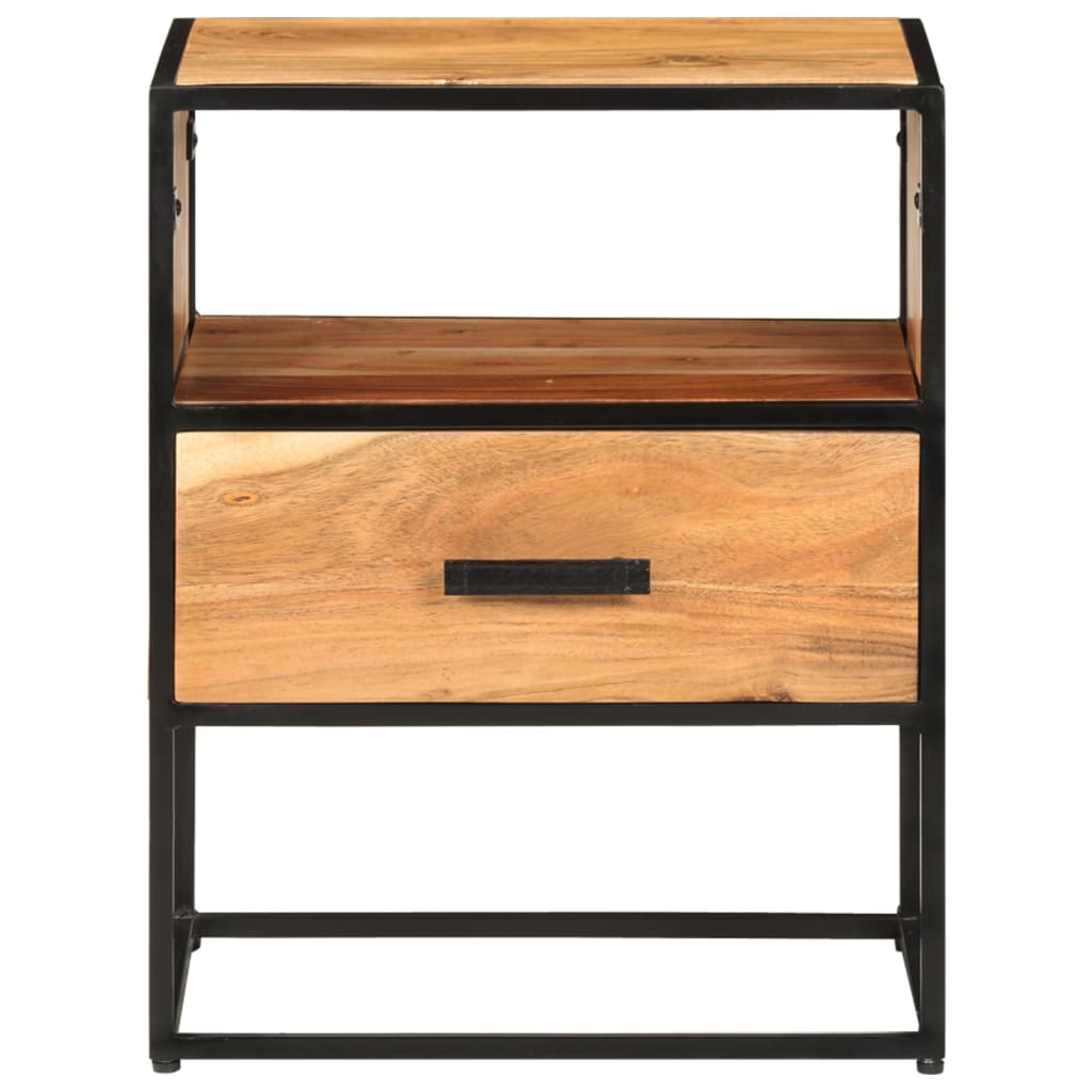 Mesita de noche de madera maciza de acacia 40x30x50 cm