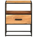 Mesita de noche de madera maciza de acacia 40x30x50 cm