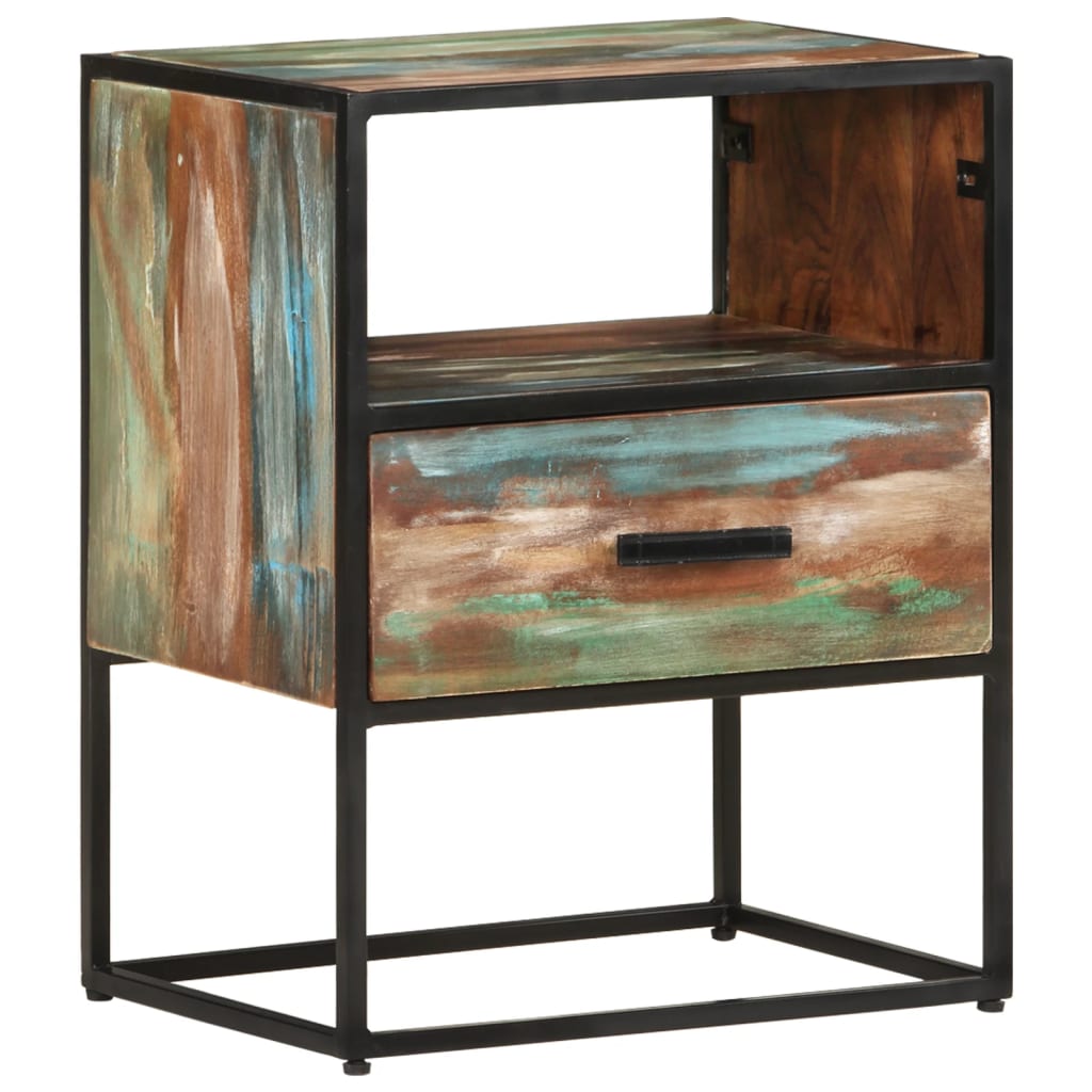 Mesa de cabeceira em madeira de acácia maciça 40x30x50 cm