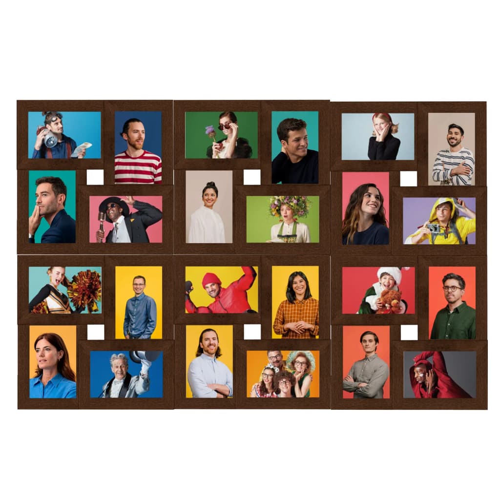Marco collage para fotos 24x(10x15 cm) marrón oscuro MDF