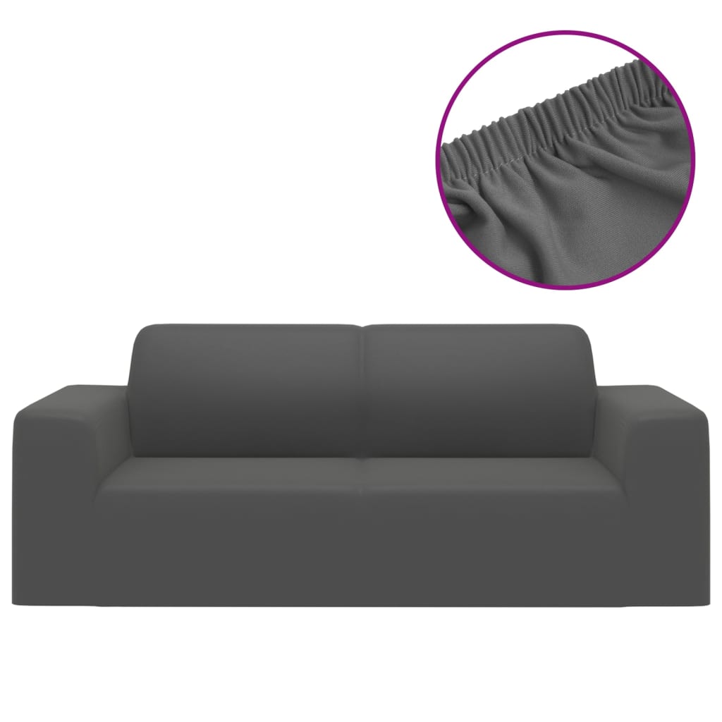 Funda elástica de sillón de 2 plazas poliéster jersey antracita