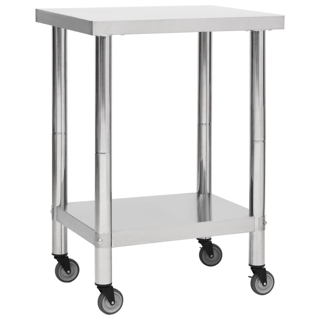 Mesa de trabajo para cocina con ruedas acero inox 100x30x85 cm