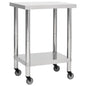 Kitchen workbench with wheels stainless steel 100x30x85 cm