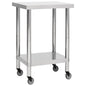 Kitchen workbench with wheels stainless steel 100x30x85 cm