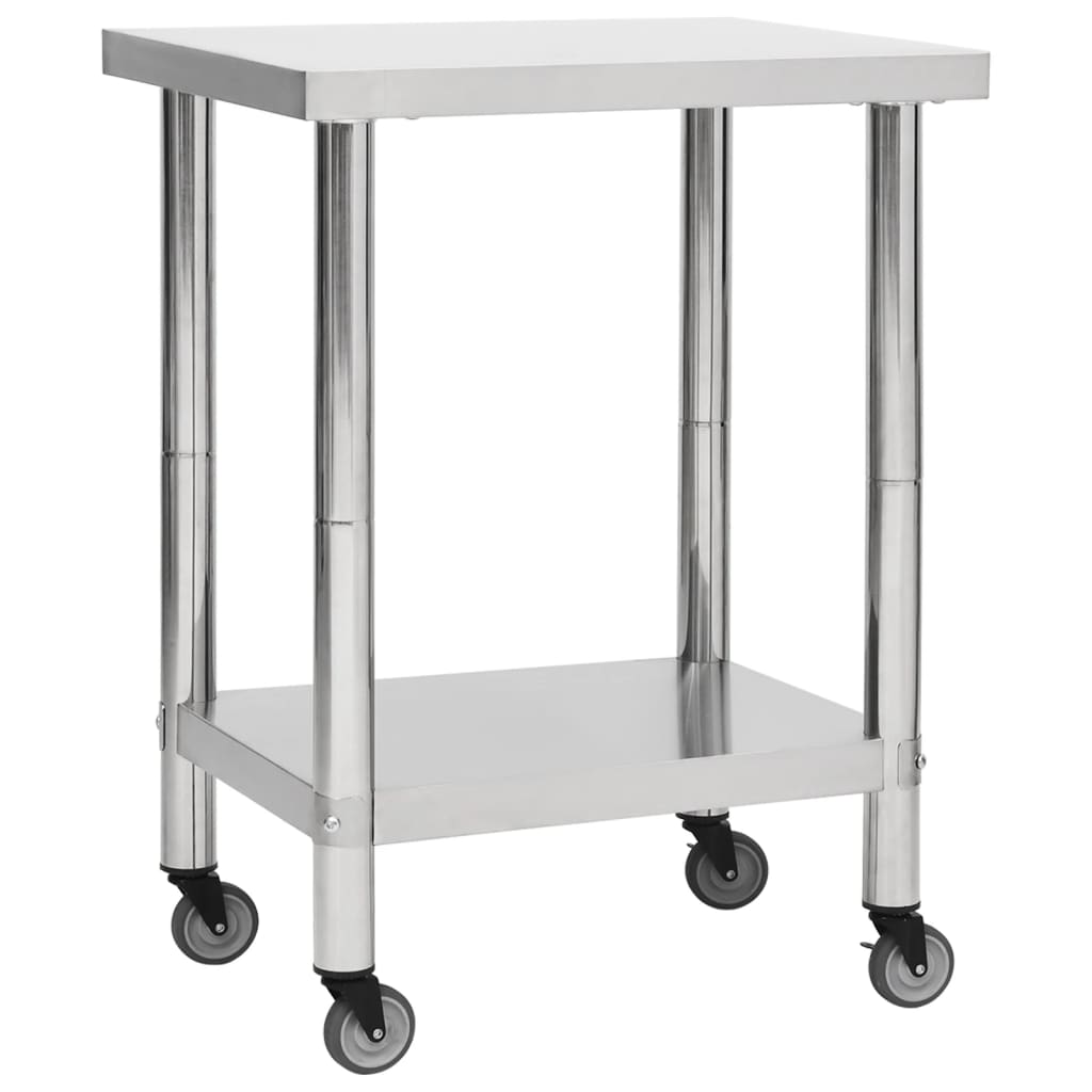 Mesa de trabajo para cocina con ruedas acero inox 100x30x85 cm
