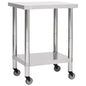 Kitchen workbench with wheels stainless steel 100x30x85 cm