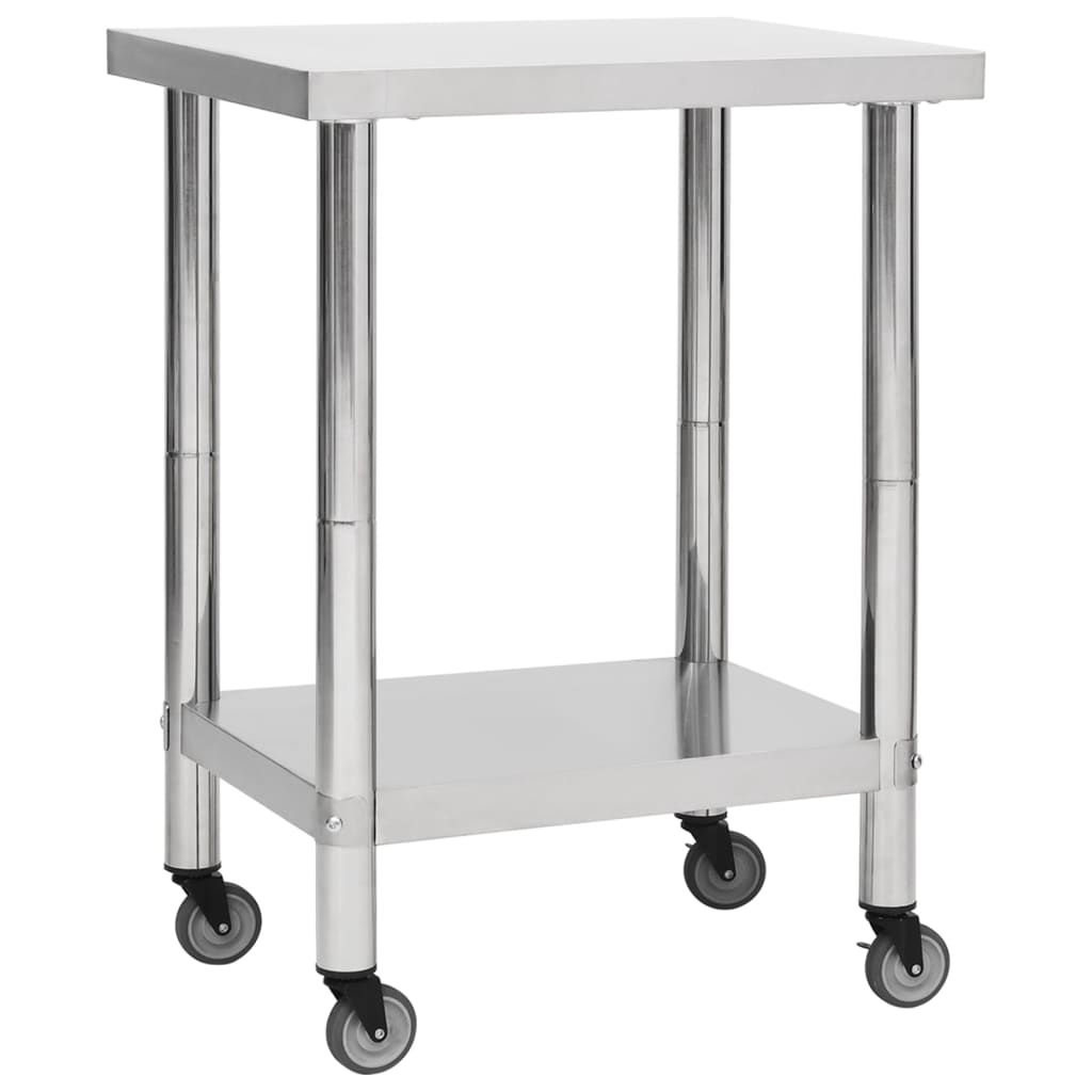 Mesa de trabajo para cocina con ruedas acero inox 100x30x85 cm