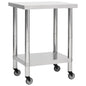 Kitchen workbench with wheels stainless steel 100x30x85 cm