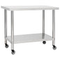 Kitchen workbench with wheels stainless steel 100x30x85 cm