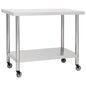 Kitchen workbench with wheels stainless steel 100x30x85 cm