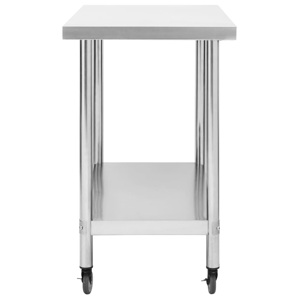 Mesa de trabajo para cocina con ruedas acero inox 100x30x85 cm