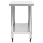 Mesa de trabajo para cocina con ruedas acero inox 100x30x85 cm