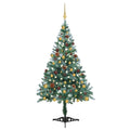 Árbol de Navidad helado con luces LED, bolas y piñas 150 cm