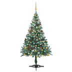 Árbol de Navidad helado con luces LED, bolas y piñas 150 cm