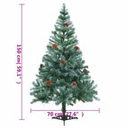 Árbol de Navidad helado con luces LED, bolas y piñas 150 cm