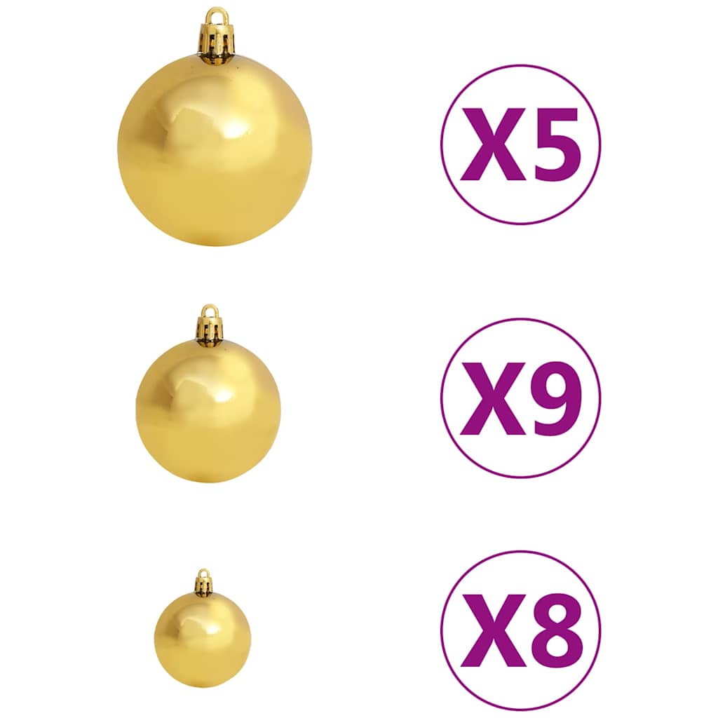 Árbol de Navidad helado con luces LED, bolas y piñas 150 cm