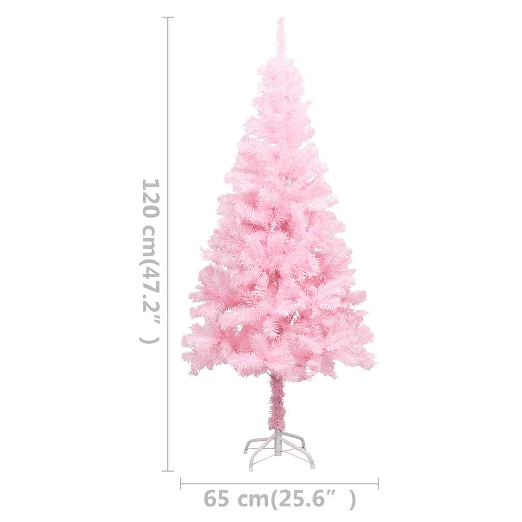 Árbol de Navidad preiluminado con luces y bolas rosa 120 cm